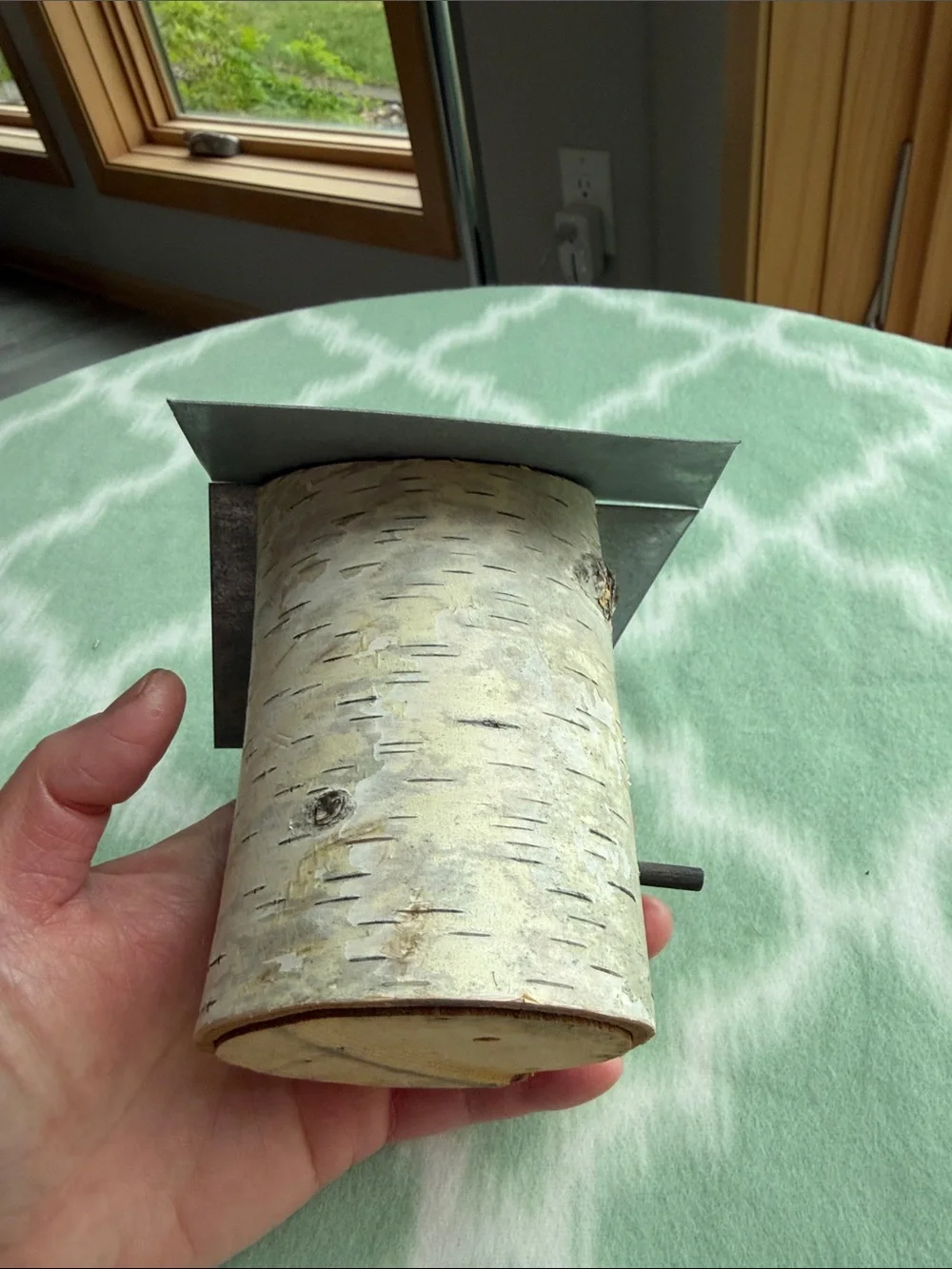 NEW handmade rustic Natural Birch Wood hummingbird Birdhouse 5” tall